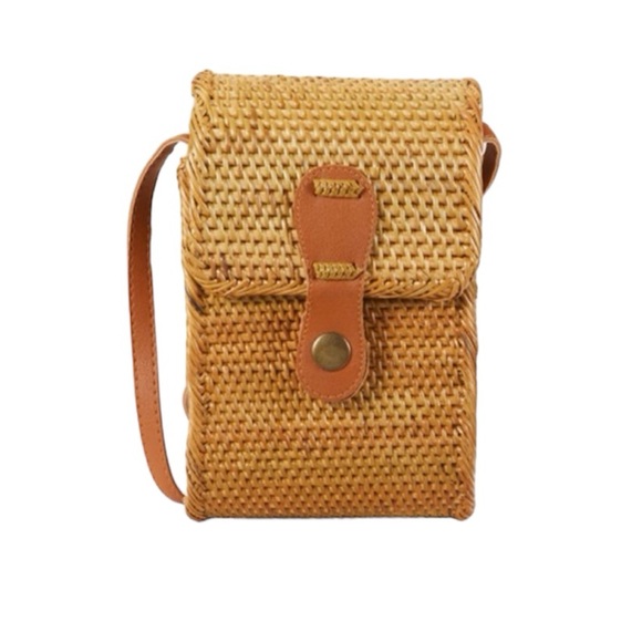 Crown Vintage Boho Rattan Phone Crossbody Bag - Picture 3 of 5
